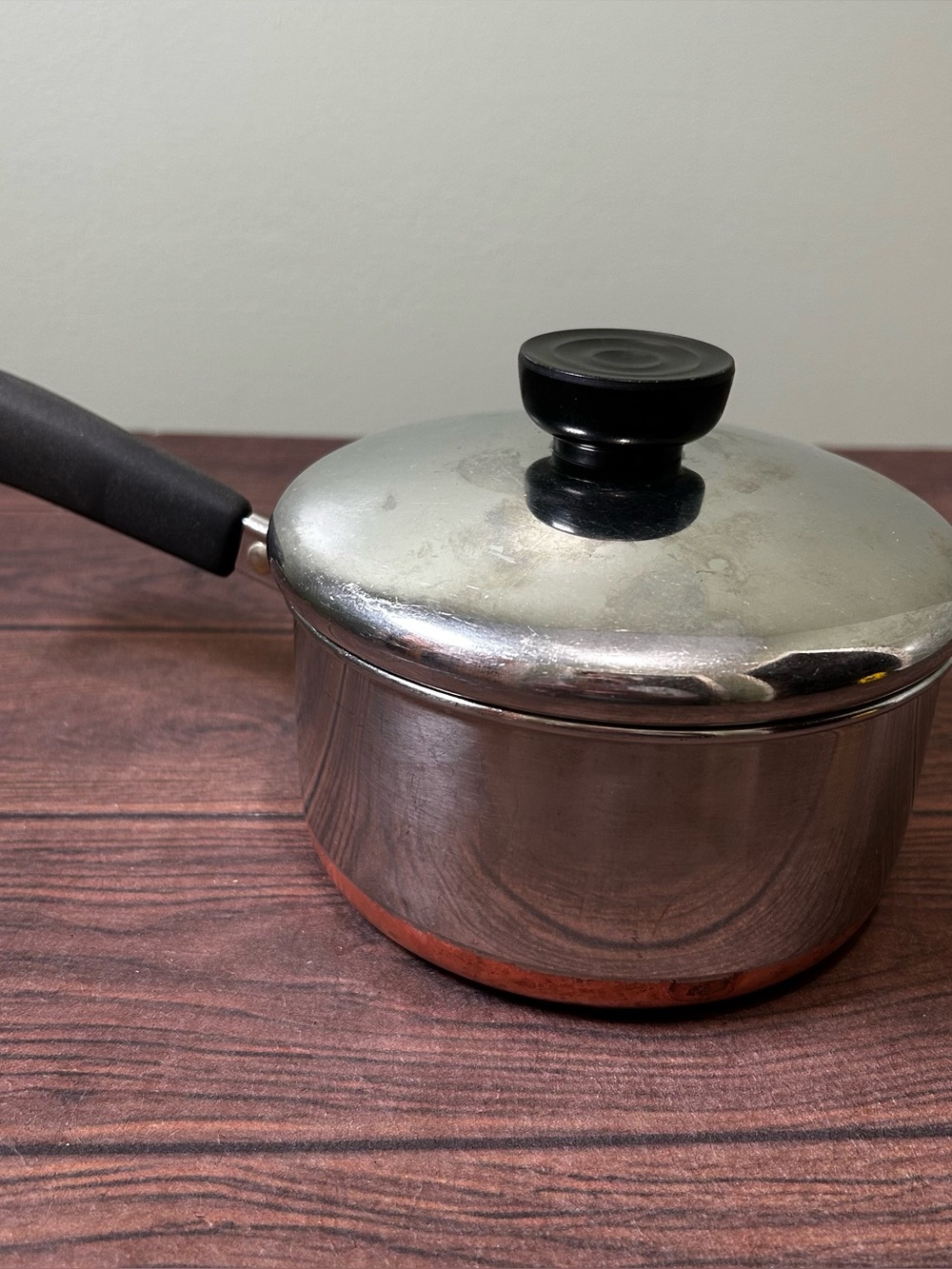 Revere Ware 1801 Copper Clad Sauce 1 QT Pan Pot w/ Lid   RARE USA